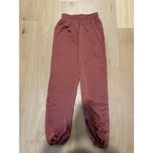 Anthropologie Saturday Sunday Satin Elastic Waist Jogger Pants Size XS Pink